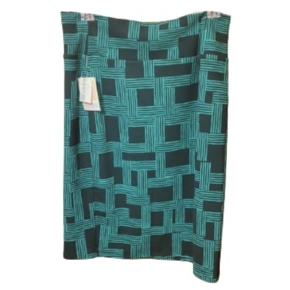 LuLaRoe Dark Green and Light Green Geometric Pattern Cassie Skirt Size 3XL NWT - Picture 1 of 6